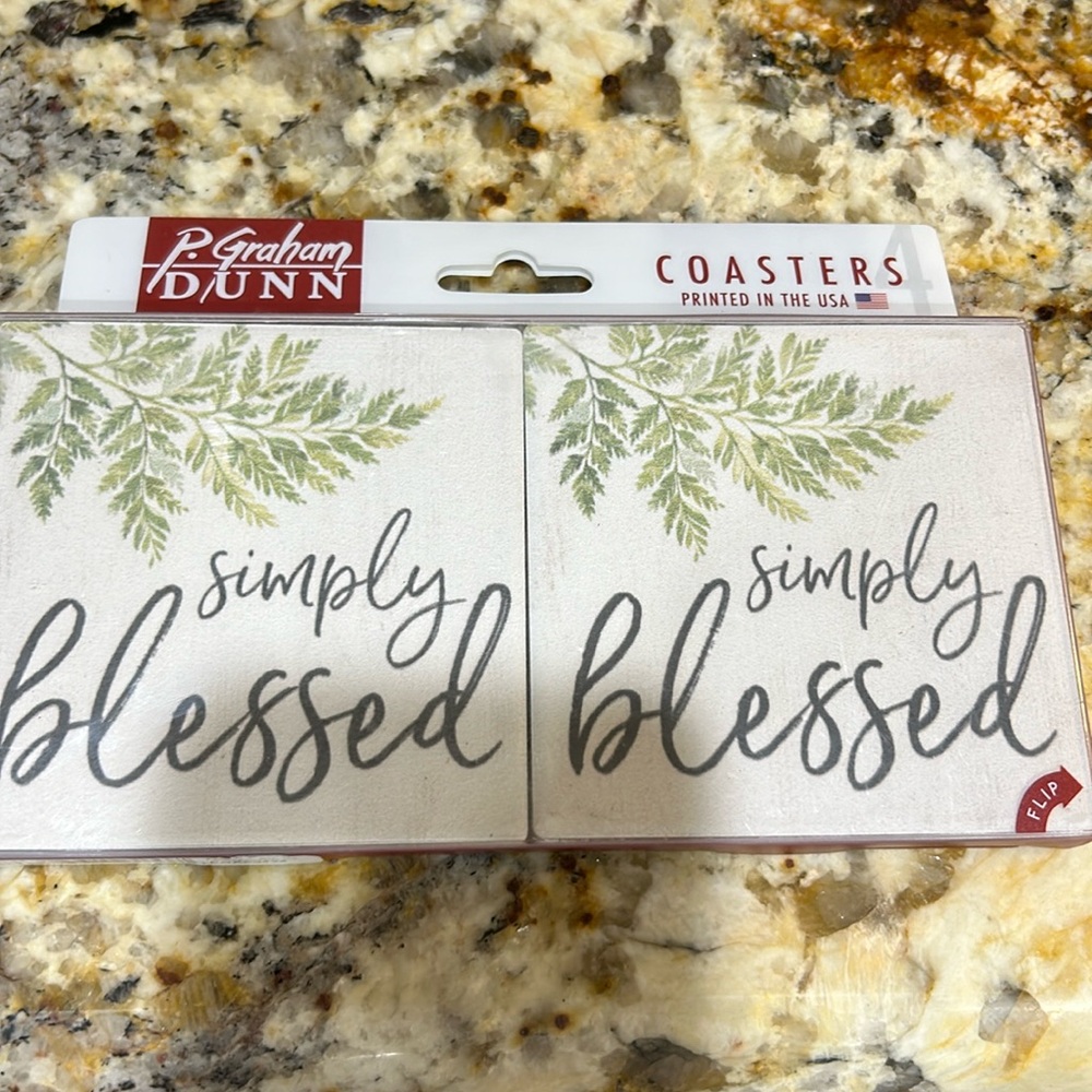 NWT SIMPLY BLESSED COASTERS. (Set of 4)